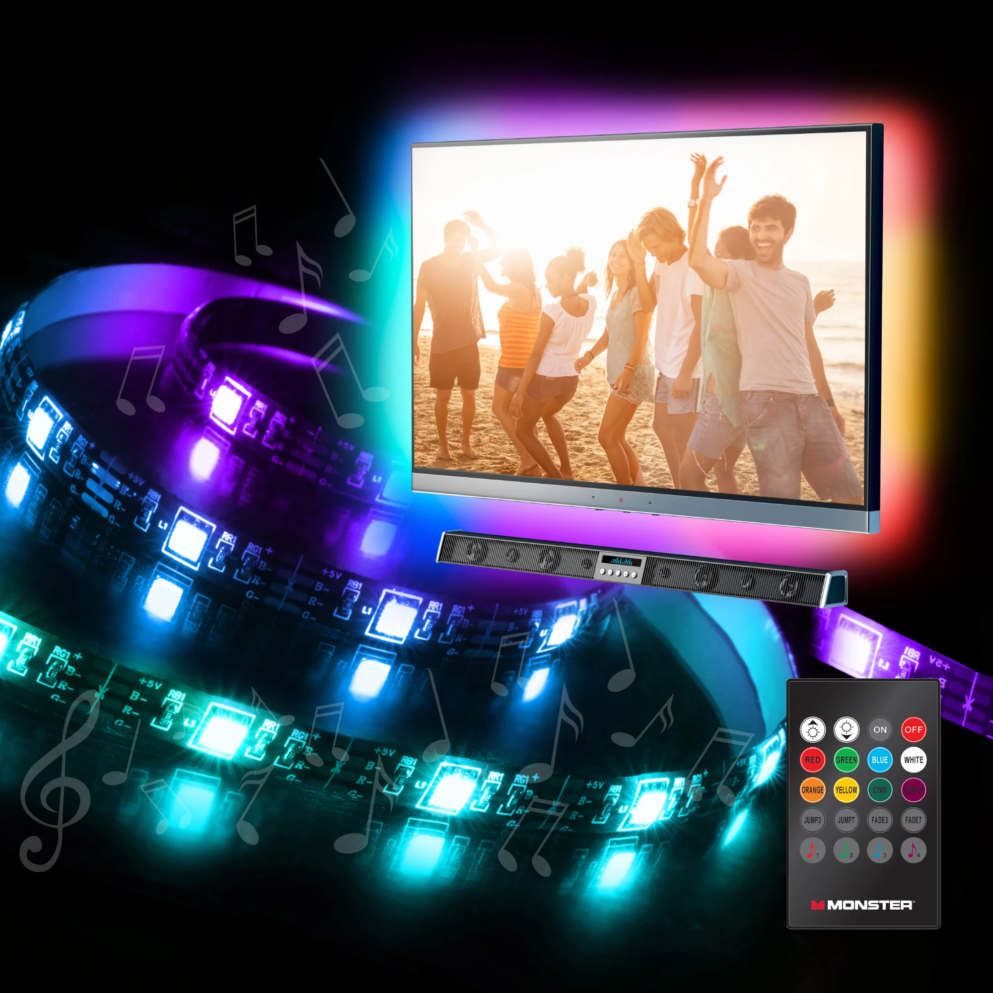 Sound Reactive Multicolor Indoor LED Light Strip, Remote Controlled - Image 4