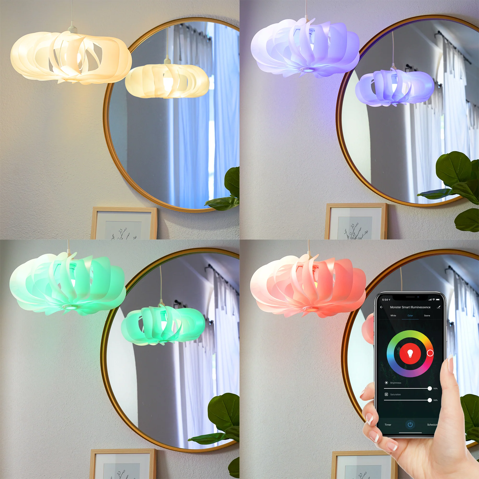 15ft Curved Smart App Multi-Color Hanging Pendant Light - Image 3