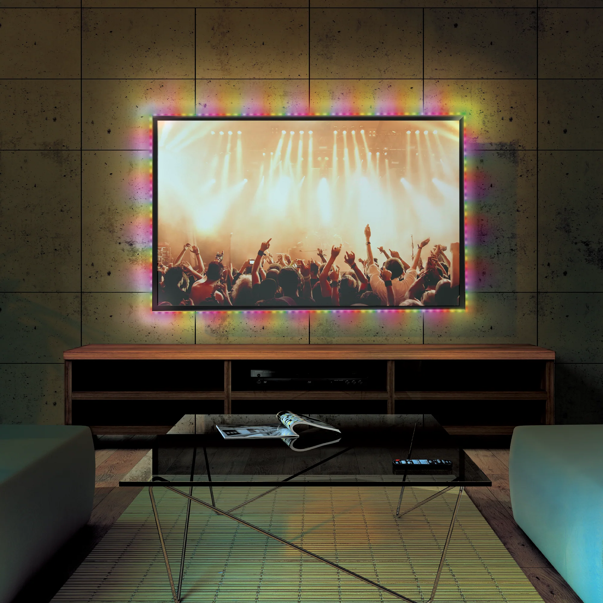 16.4ft Sound Reactive Multi-color Color Flow Effect LED Light Strip with Remote Control - Image 3