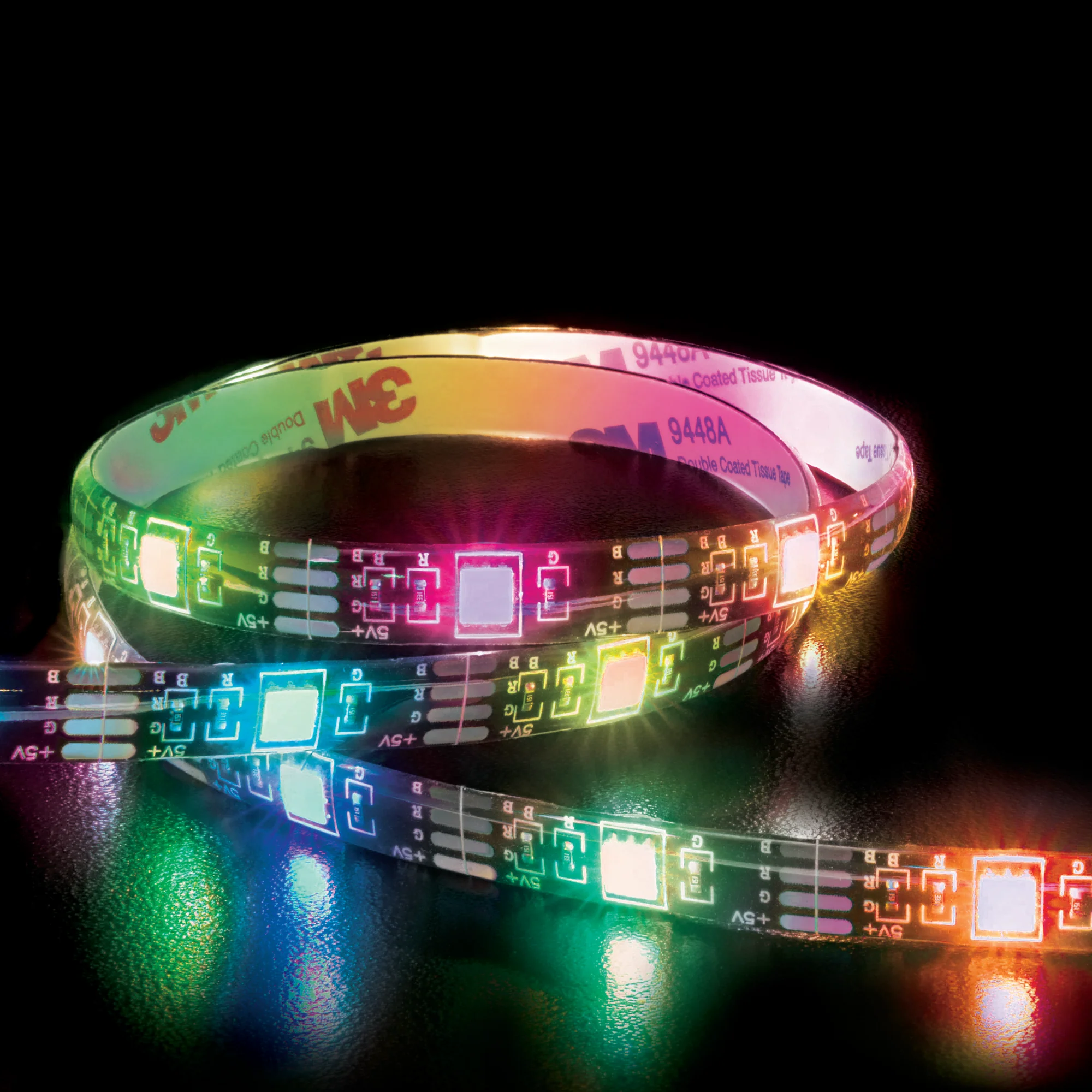 16.4ft Sound Reactive Multi-color Color Flow Effect LED Light Strip with Remote Control - Image 5