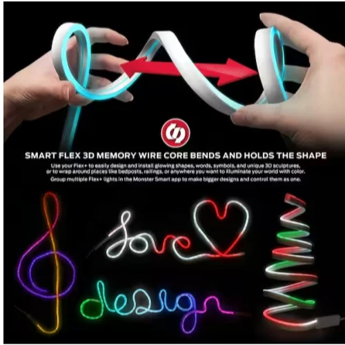2pk 6.5ft Custom Neon Flex LED Light Strip and 3D Memory Wire Core, Shapes-it and Build Words - Image 3