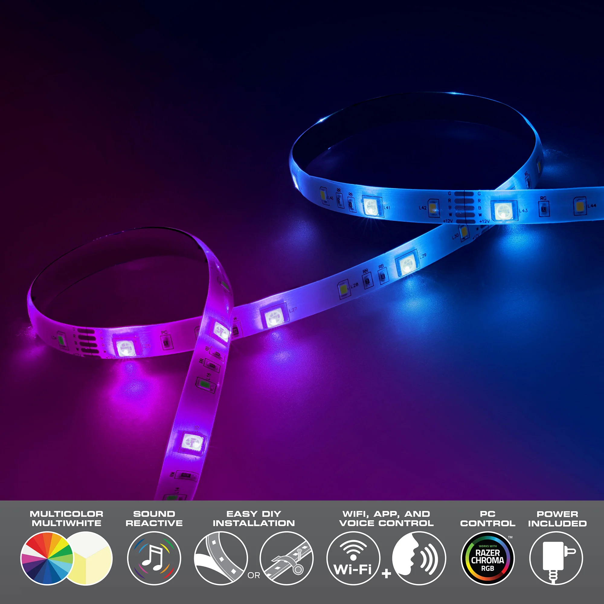 Smart Sound Reactive Multi-color Multi-white Indoor LED Light Strip - Image 6