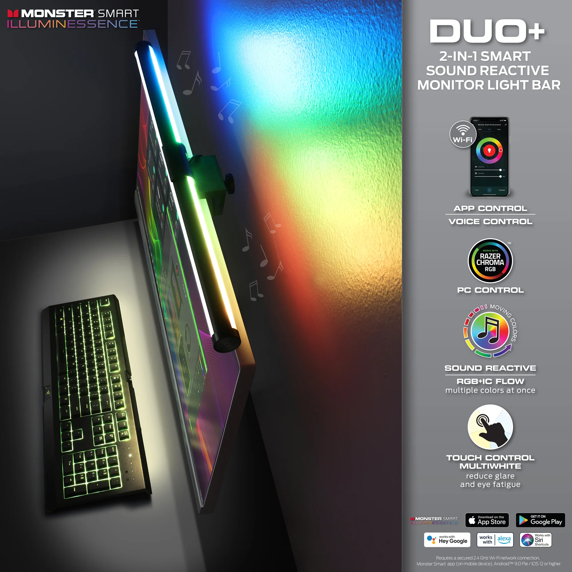 LED Duo Monitor Light Bars: Smart Color, Razer Chroma, App Control - Image 3