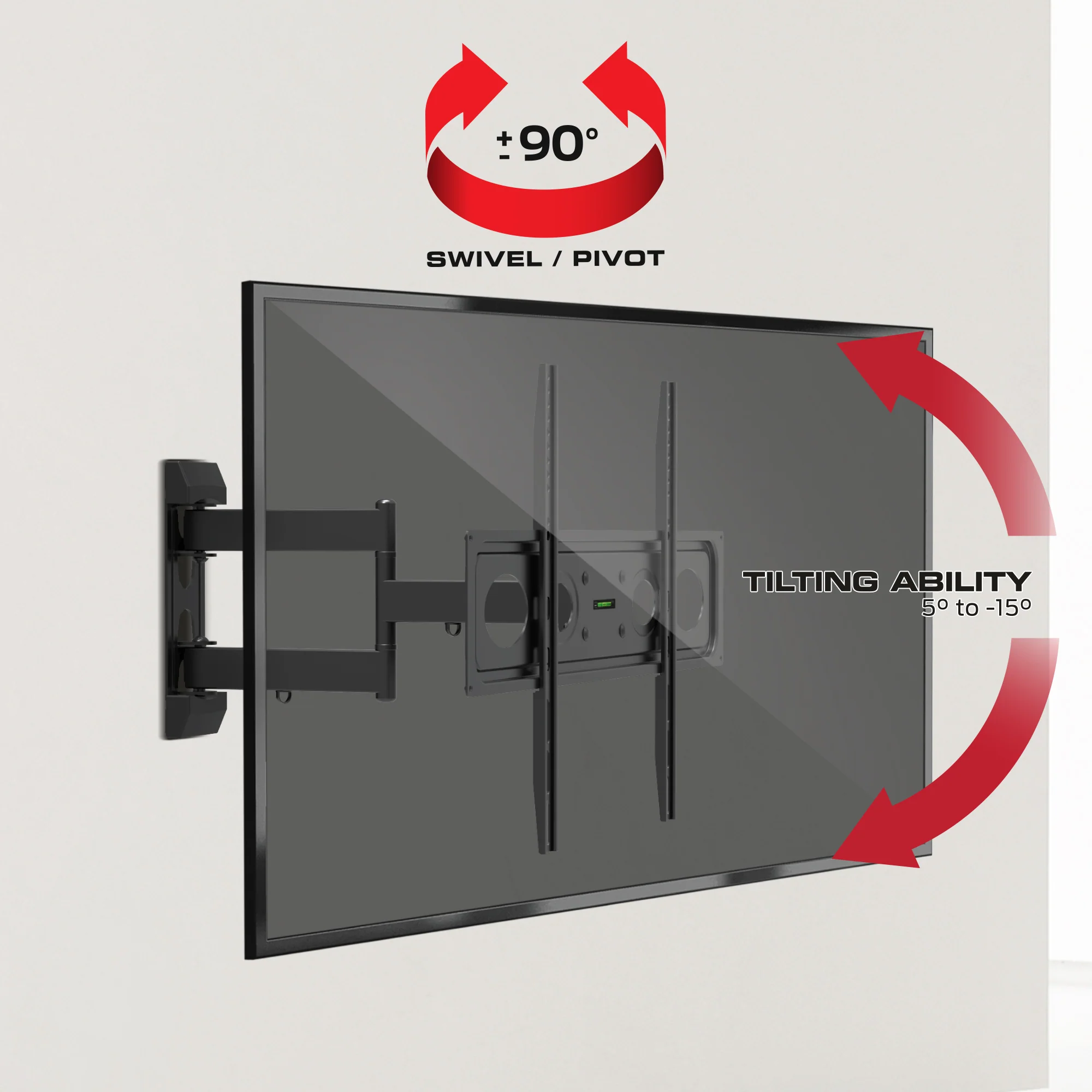Monster Full Motion TV Mount for 32”-80” TVs up to 88 Lbs., Flat Panel Swivel & Tilt Television Mount - Image 3
