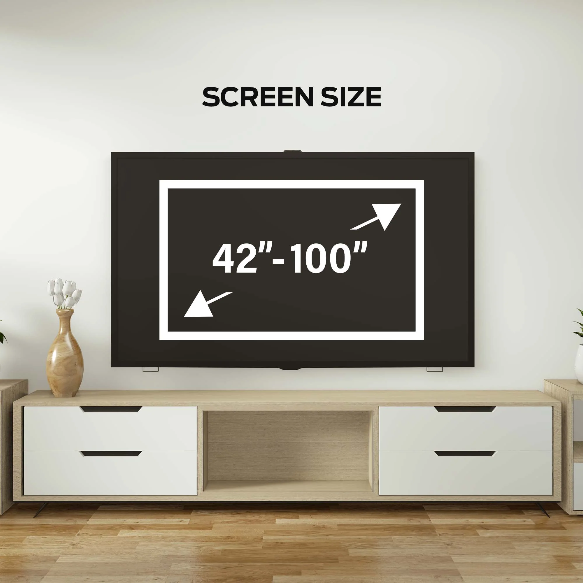 Black Large Tilt TV Wall Mount - Fits 42" to 90" TVs, 135 lbs Capacity, VESA 880x600, Integrated Magnetic Level - Image 3