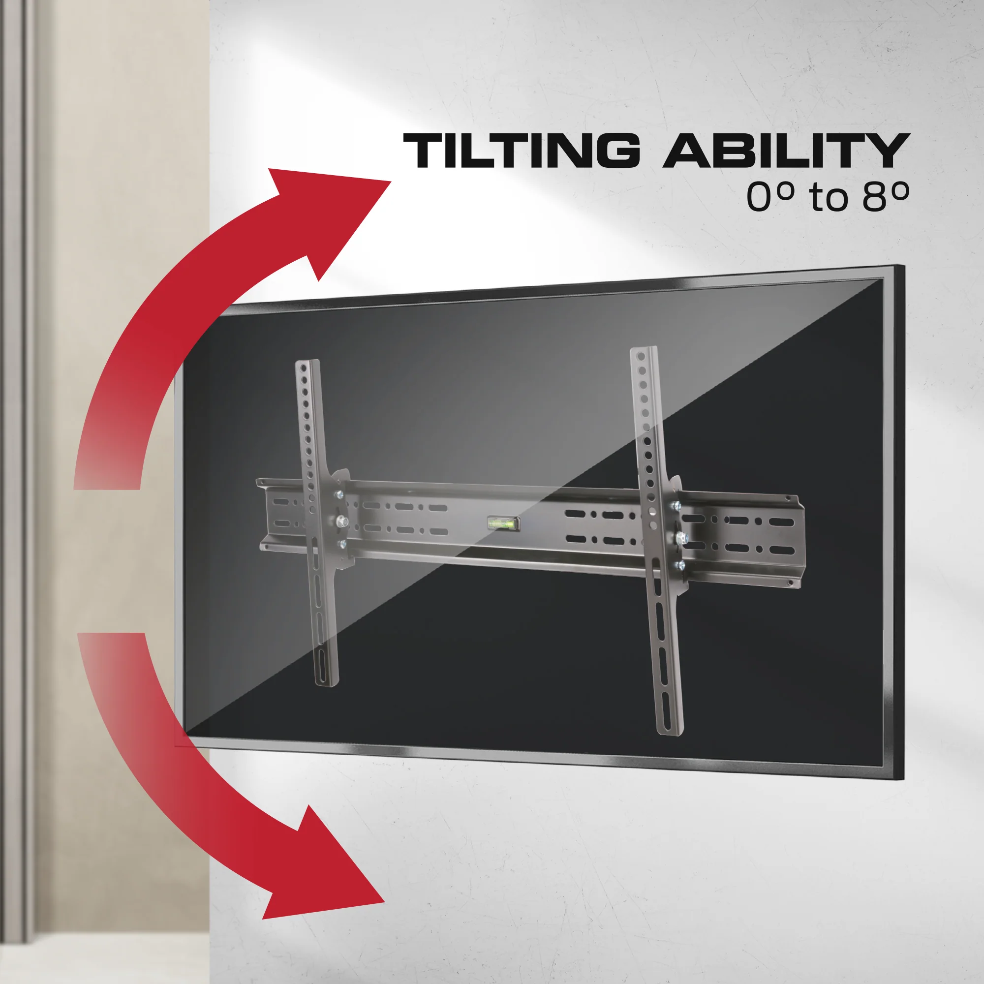 Black Large Tilt TV Wall Mount - Fits 42" to 90" TVs, 135 lbs Capacity, VESA 880x600, Integrated Magnetic Level - Image 6