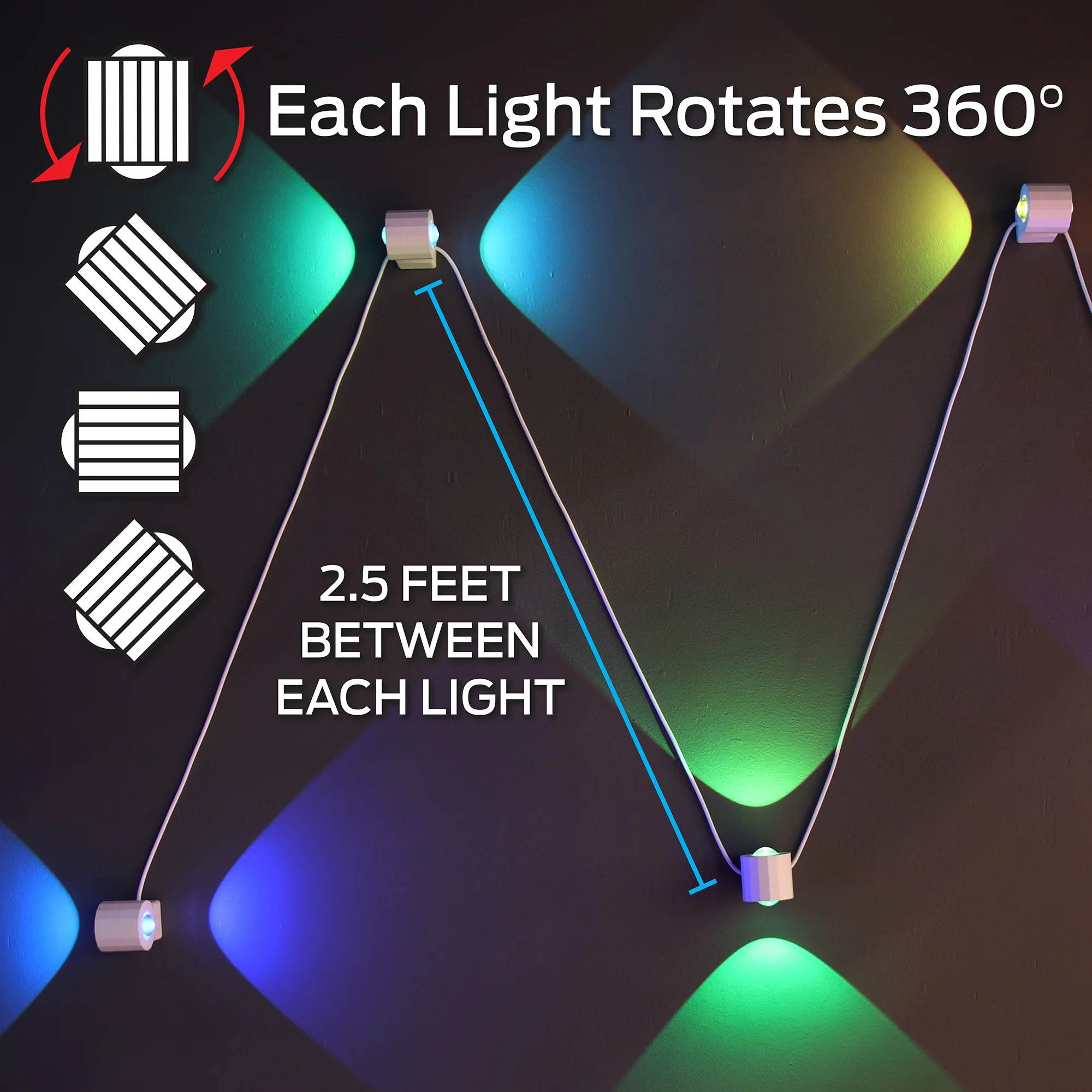 Multi-Position Indoor 12ft 2-Sided Sconce Lights, Wi-Fi & Voice Controlled, Razer Chroma - Image 3