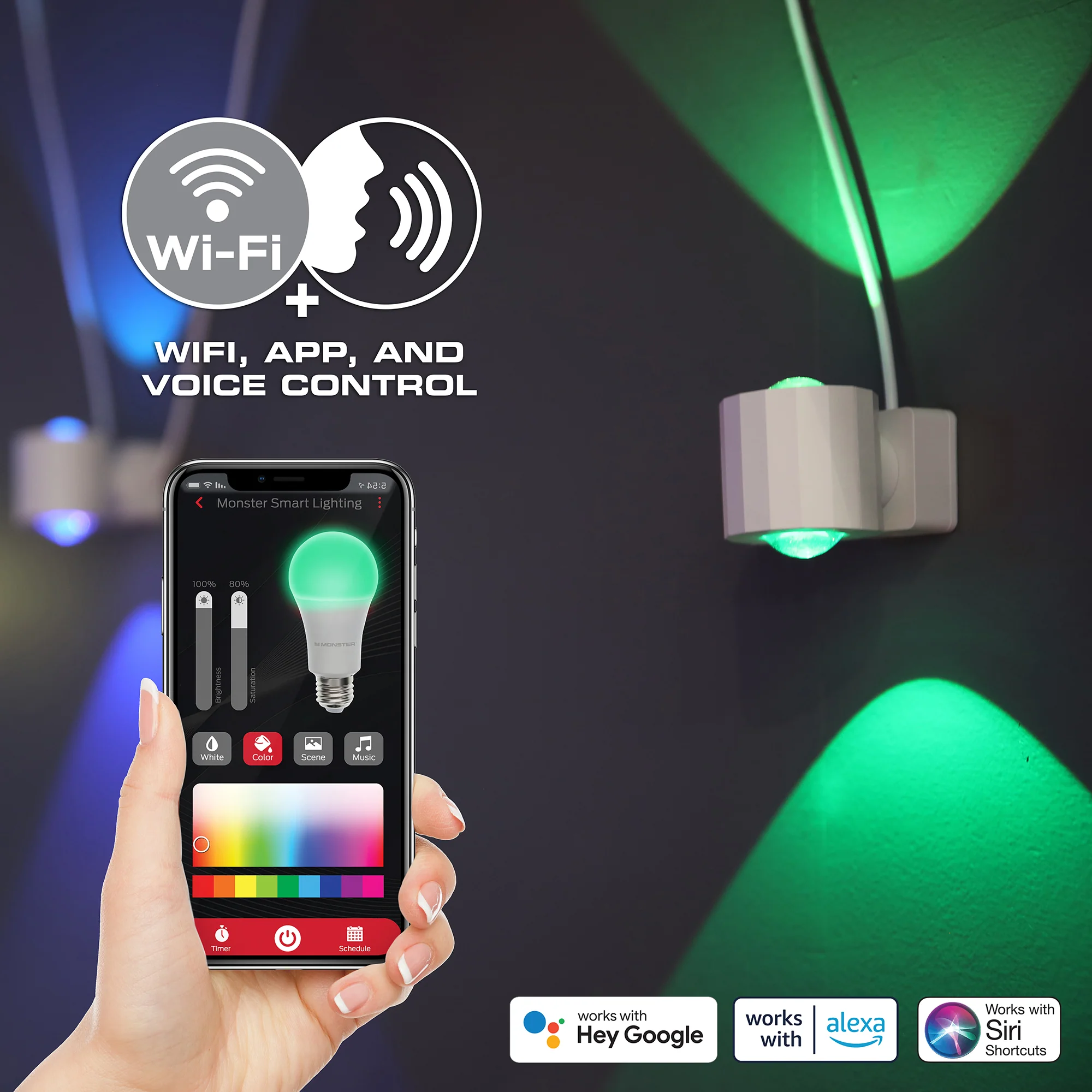 Multi-Position Indoor 12ft 2-Sided Sconce Lights, Wi-Fi & Voice Controlled, Razer Chroma - Image 7