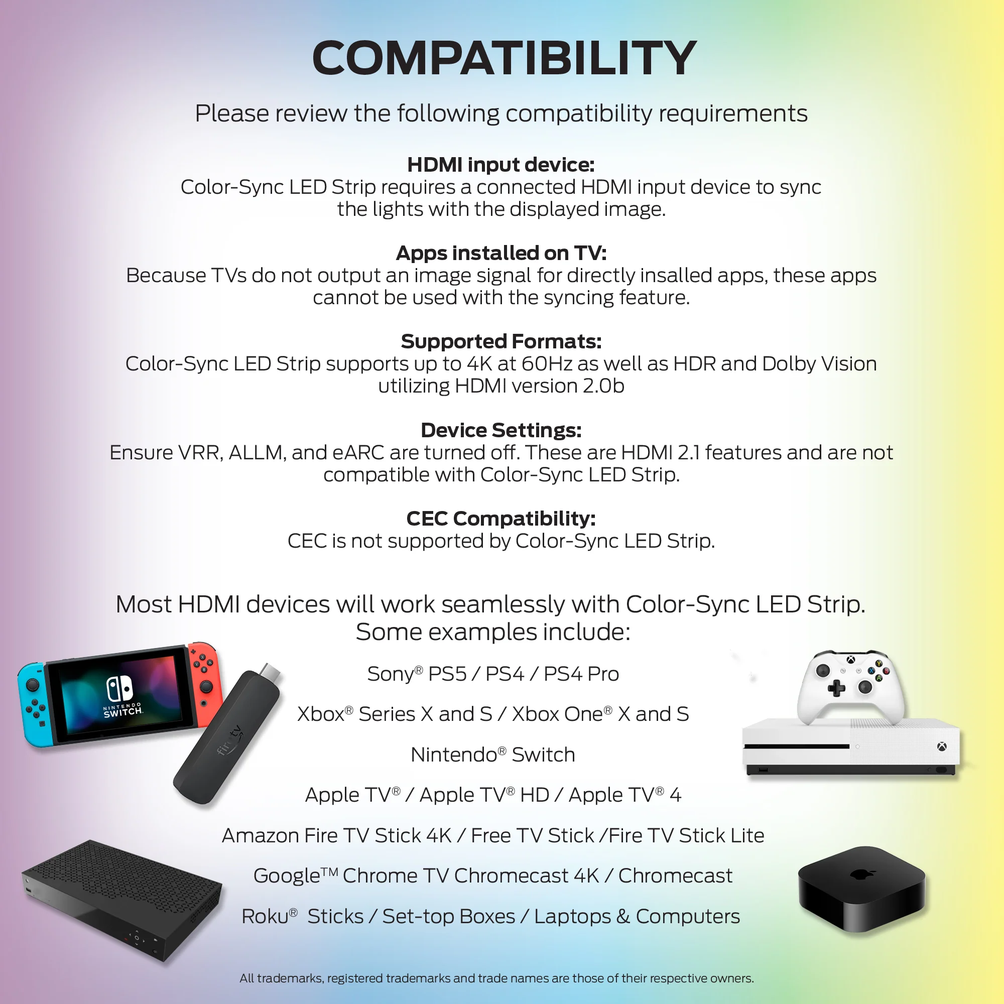 Smart Lighting HDMI Color Sync LED Strip for TVs Up to 85”, Color Flow, Music Mode, App & Voice Control, HDMI Decoder - Image 10