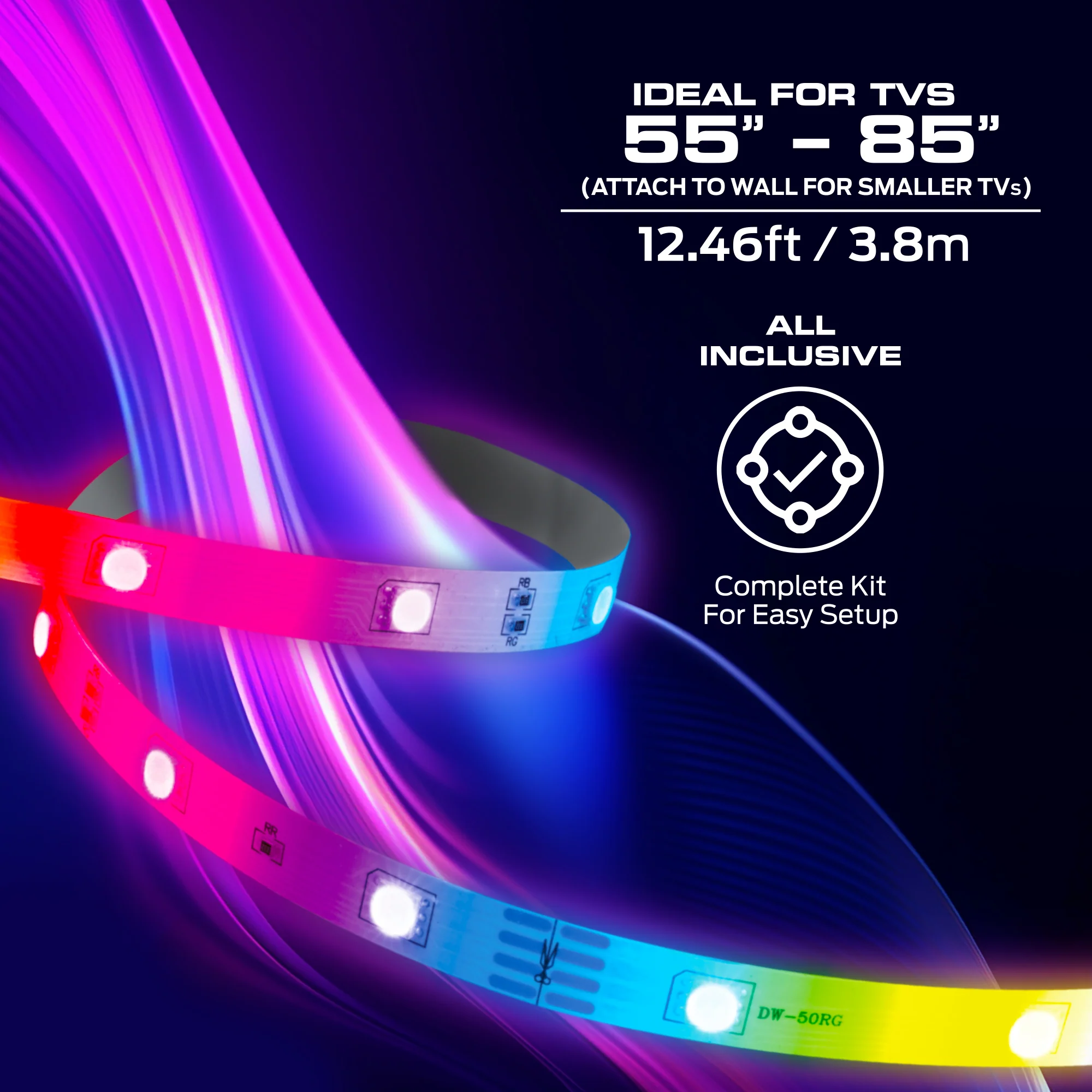 Smart Lighting HDMI Color Sync LED Strip for TVs Up to 85”, Color Flow, Music Mode, App & Voice Control, HDMI Decoder - Image 7