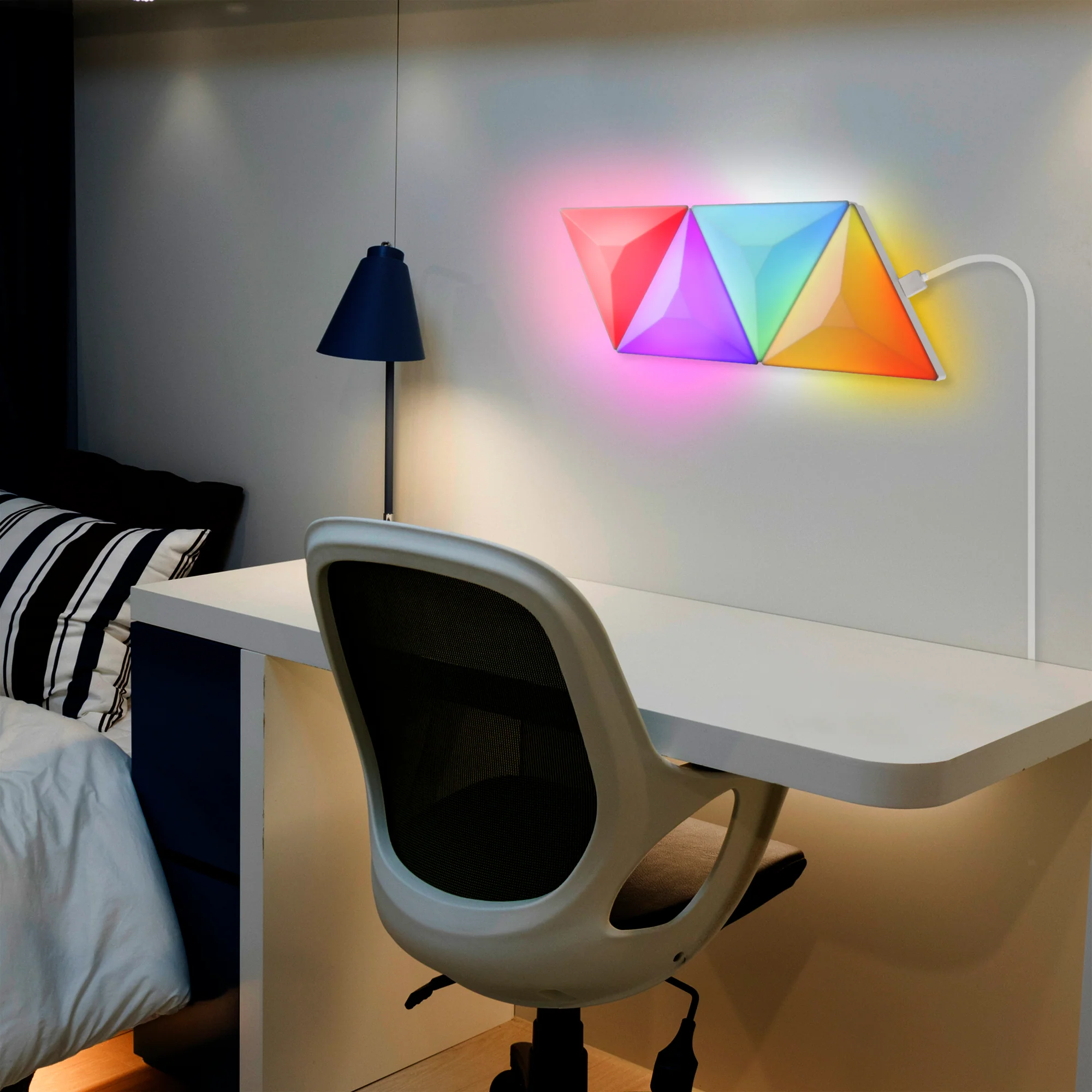 3D Prism 4-Pack Interlocking RGBIC LED Wall Lights, Music Sync, Voice & App Control - Image 3