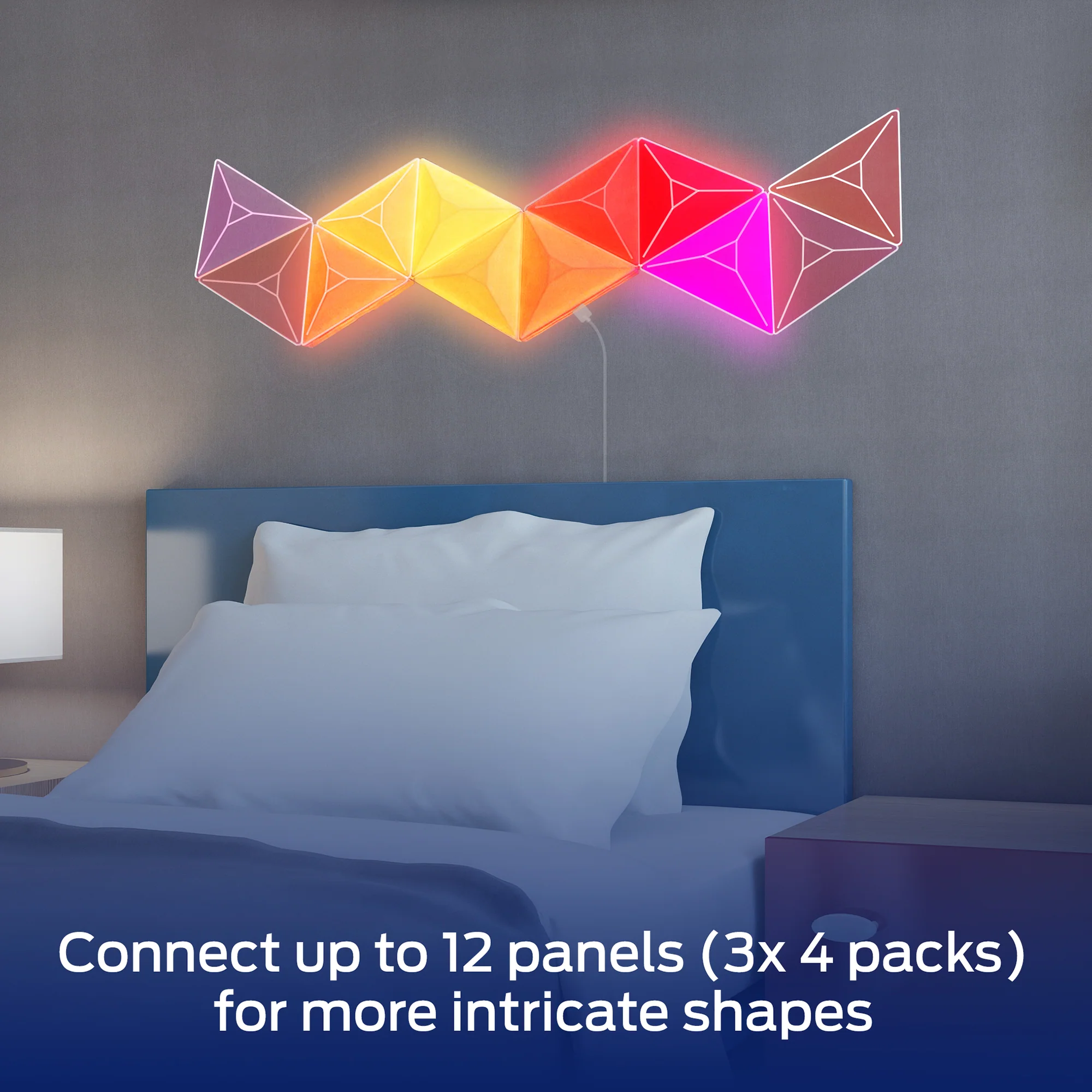 3D Prism 4-Pack Interlocking RGBIC LED Wall Lights, Music Sync, Voice & App Control - Image 4