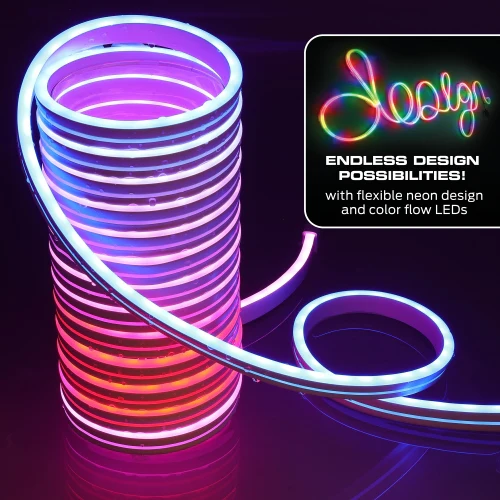 Smart 16.4 Ft Neon Outdoor LED Light Strip, RGB+IC Wi-Fi LED Rope Light, IP66 Water & Weather Resistant - Image 3