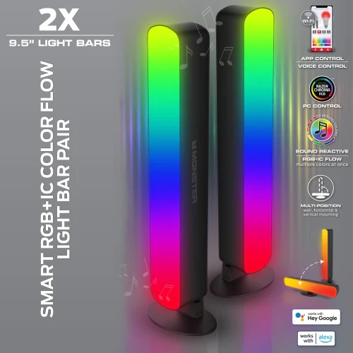 Smart LED Light Bars 2 Pack, Multi-Color Sound Reactive Dimmable Razor Chroma - Image 6
