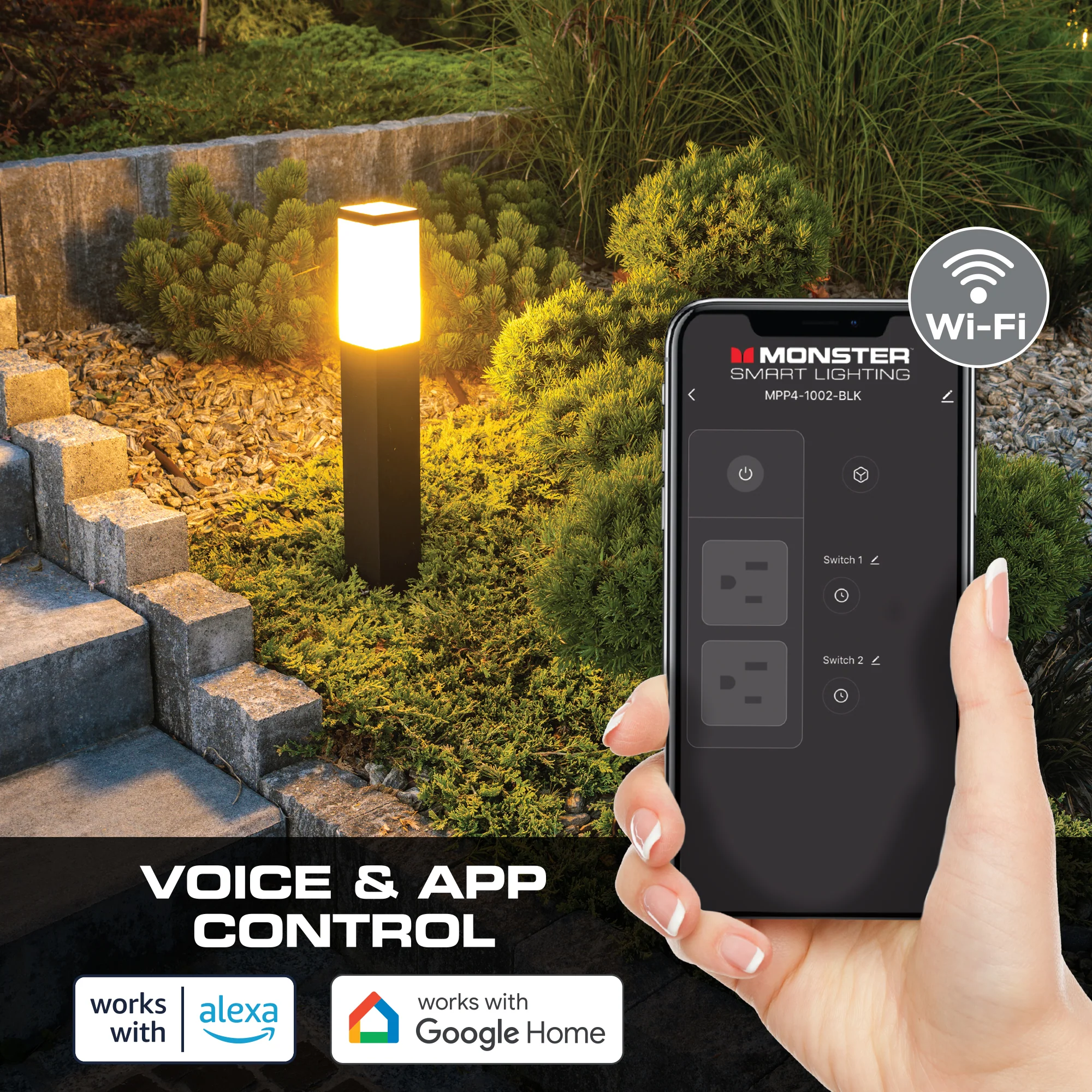 Monster Smart Dual Outdoor Plug with Wi-Fi, Weather-Resistant, 2 Outlets Compatible with Alexa & Google Home - Image 4