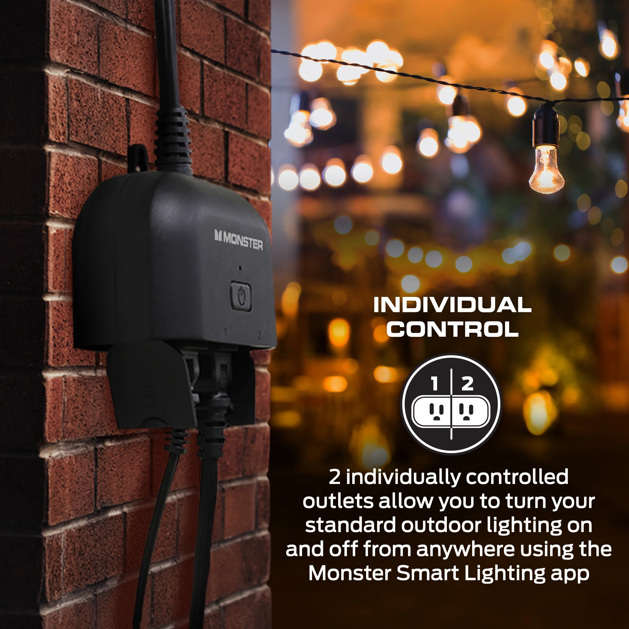 Monster Smart Dual Outdoor Plug with Wi-Fi, Weather-Resistant, 2 Outlets Compatible with Alexa & Google Home - Image 5
