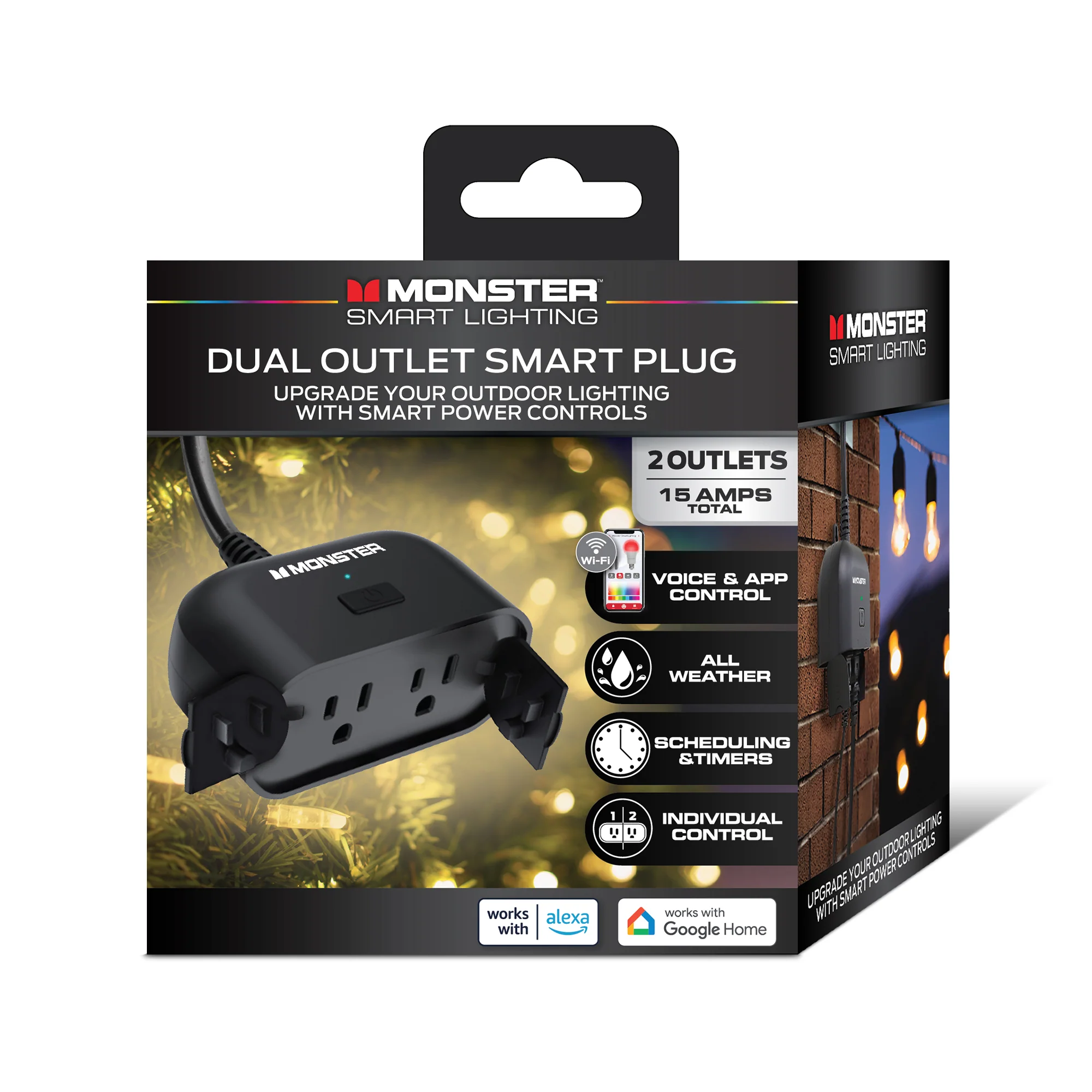 Monster Smart Dual Outdoor Plug with Wi-Fi, Weather-Resistant, 2 Outlets Compatible with Alexa & Google Home - Image 8