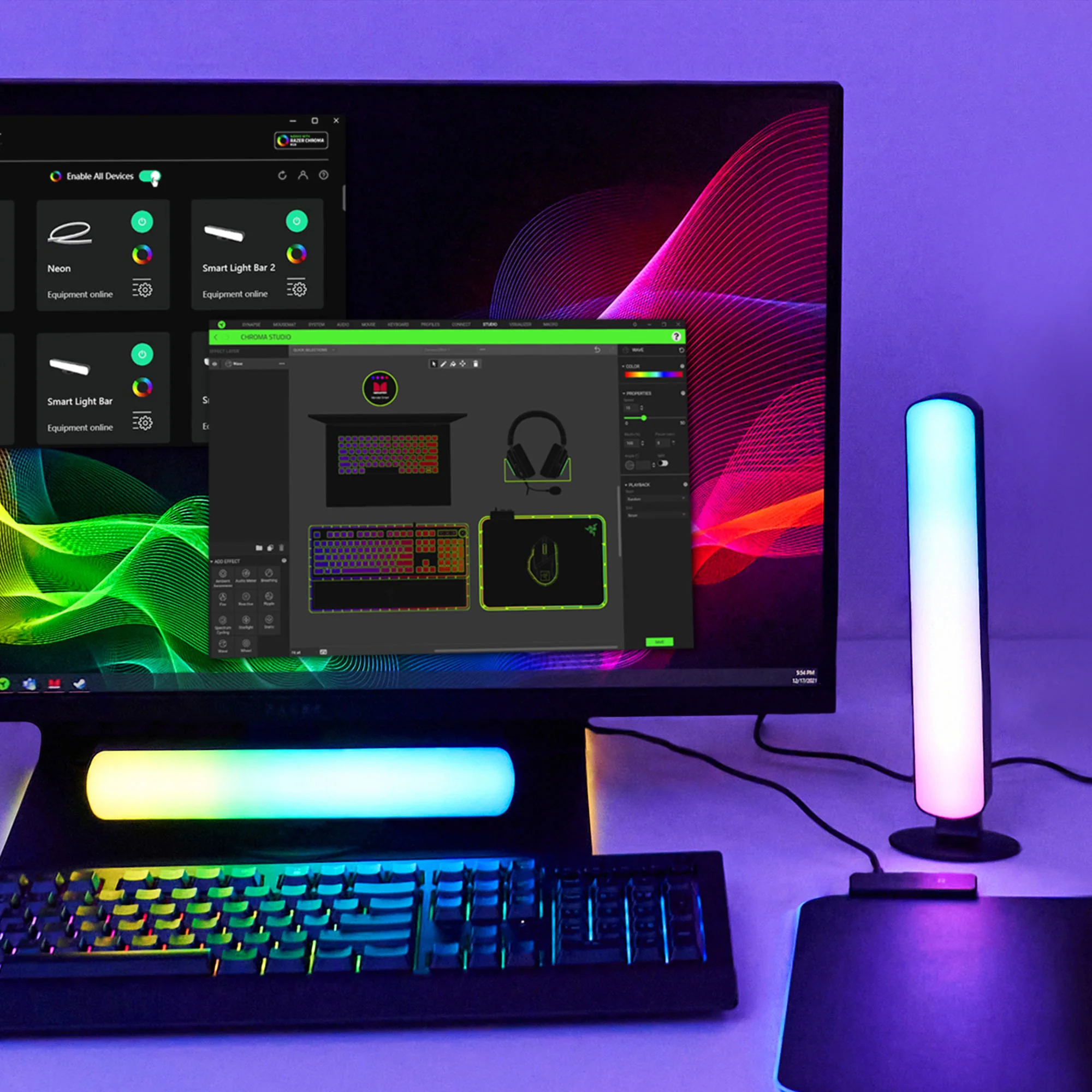 2 Pack Smart Wi-Fi Light Bars, Multi-Color RGB+IC Razor Chroma TV & Gaming, Dimmable, Sound Reactive, App & Voice Control - Image 4