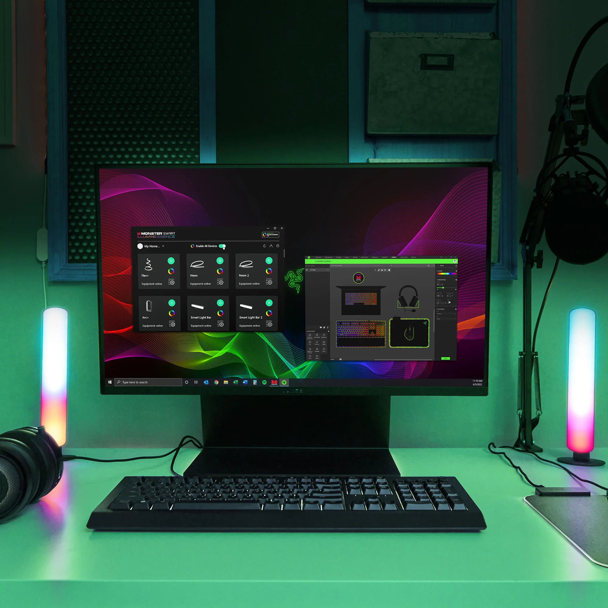 2 Pack Smart Wi-Fi Light Bars, Multi-Color RGB+IC Razor Chroma TV & Gaming, Dimmable, Sound Reactive, App & Voice Control - Image 7