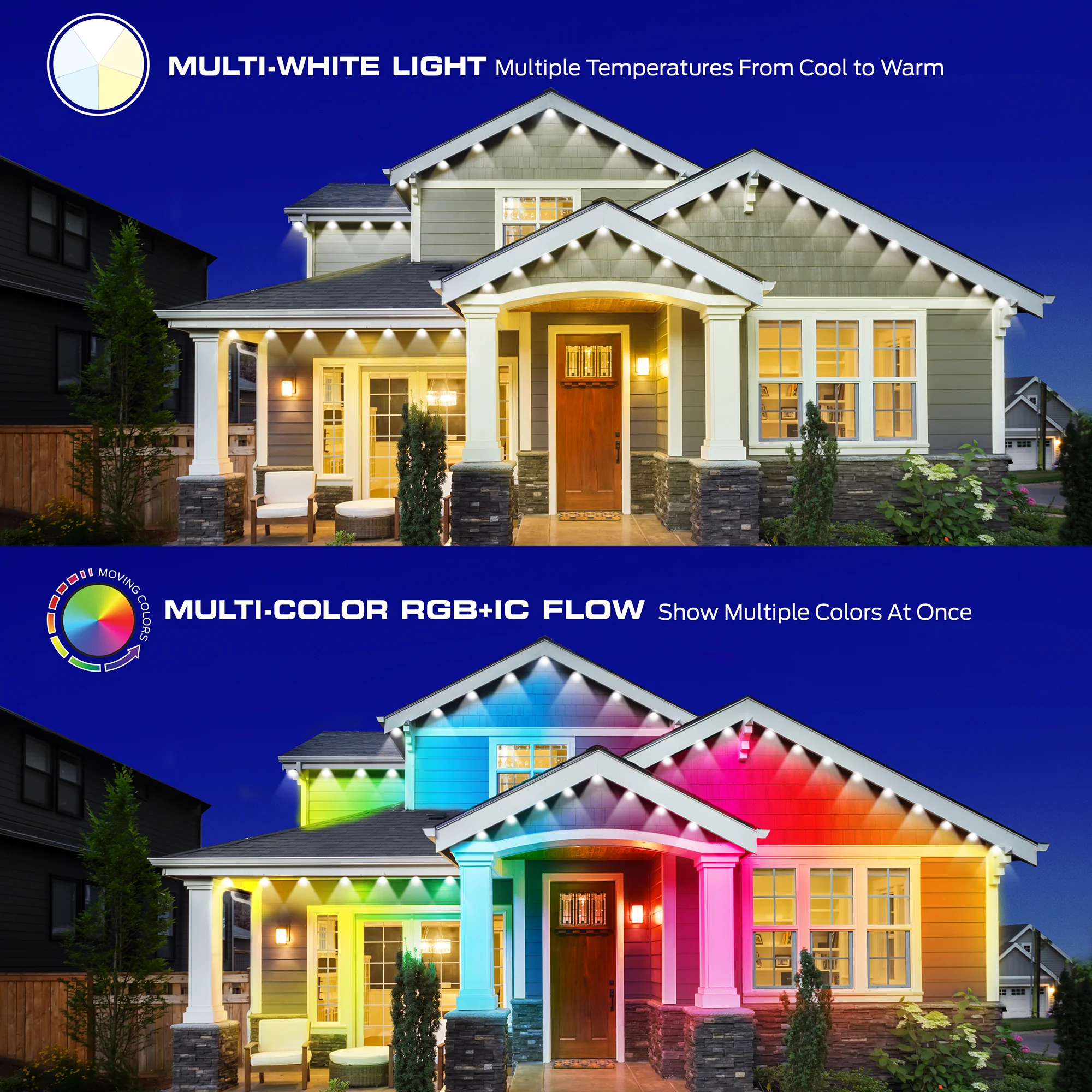 Smart Permanent Outdoor Lights, LED Eaves Lights, IP66 Weather & Water Resistant - Image 3