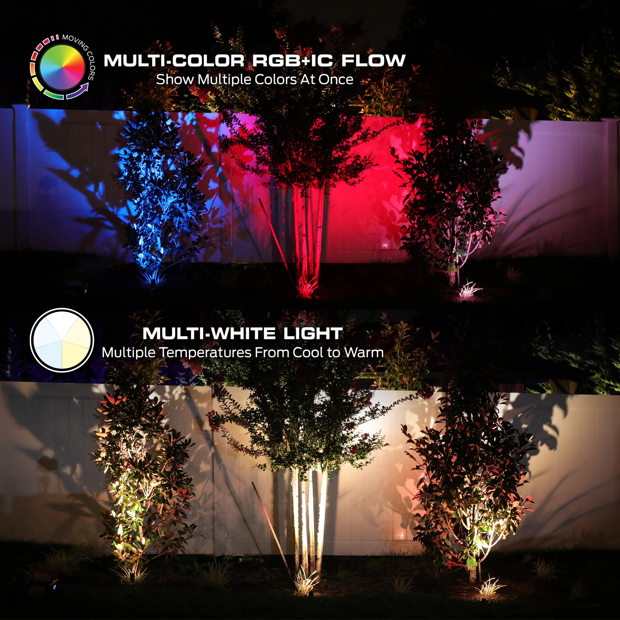 Smart Outdoor Sound Reactive Spotlights 2 Pack, Dimmable LEDs, IP66 Water & Weather Resistant - Image 3