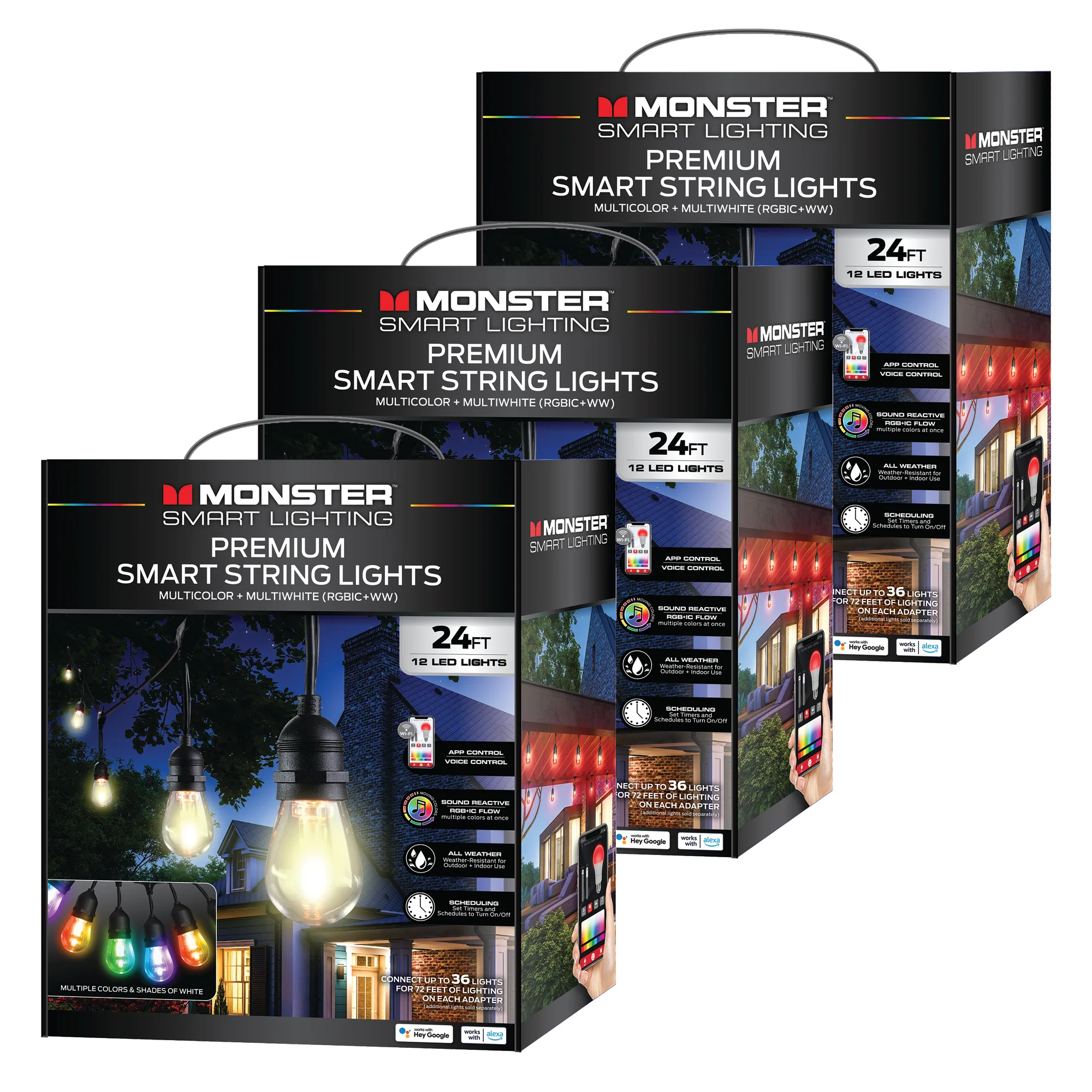 24ft Smart Sound Reactive String Bistro Color Flow Lights, IP66 Water & Weather Resistant - Image 10