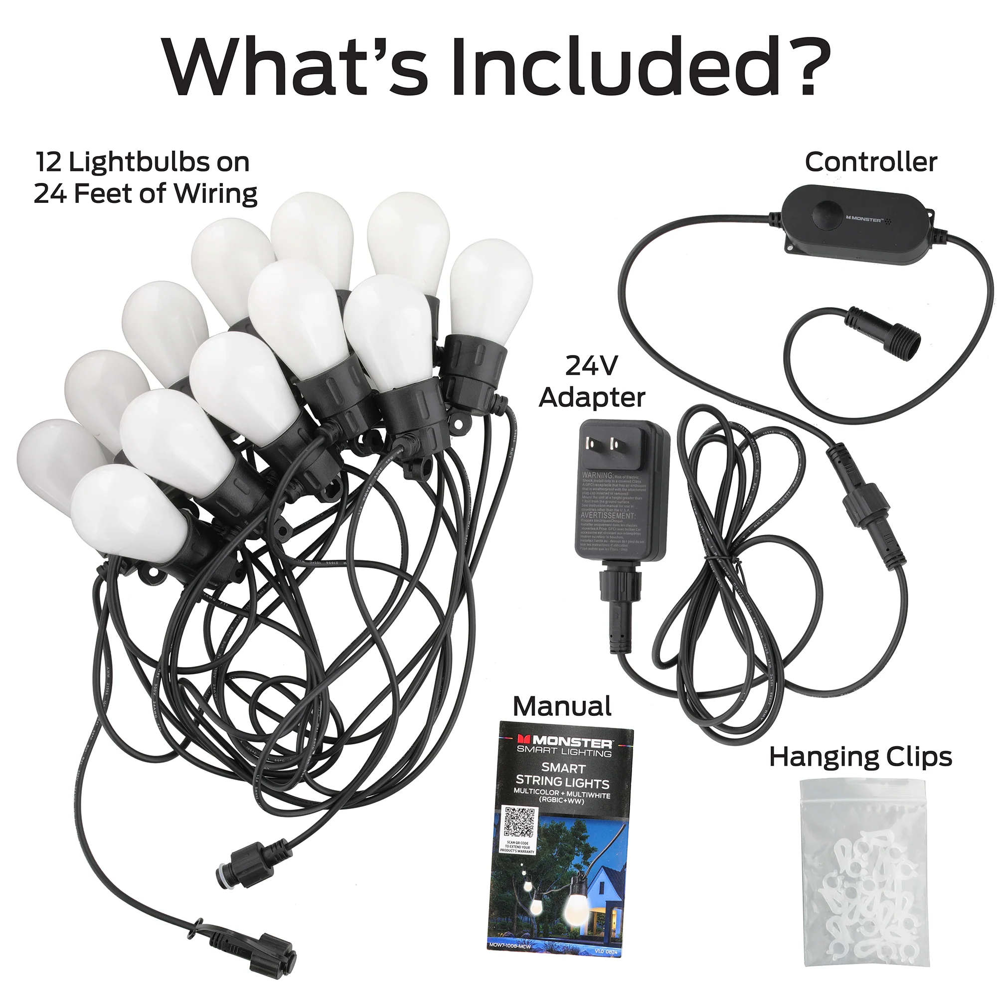 24ft Smart Sound Reactive Outdoor Dimmable LED String Lights, 12 Bulb, IP66 Water & Weather Resistant - Image 7