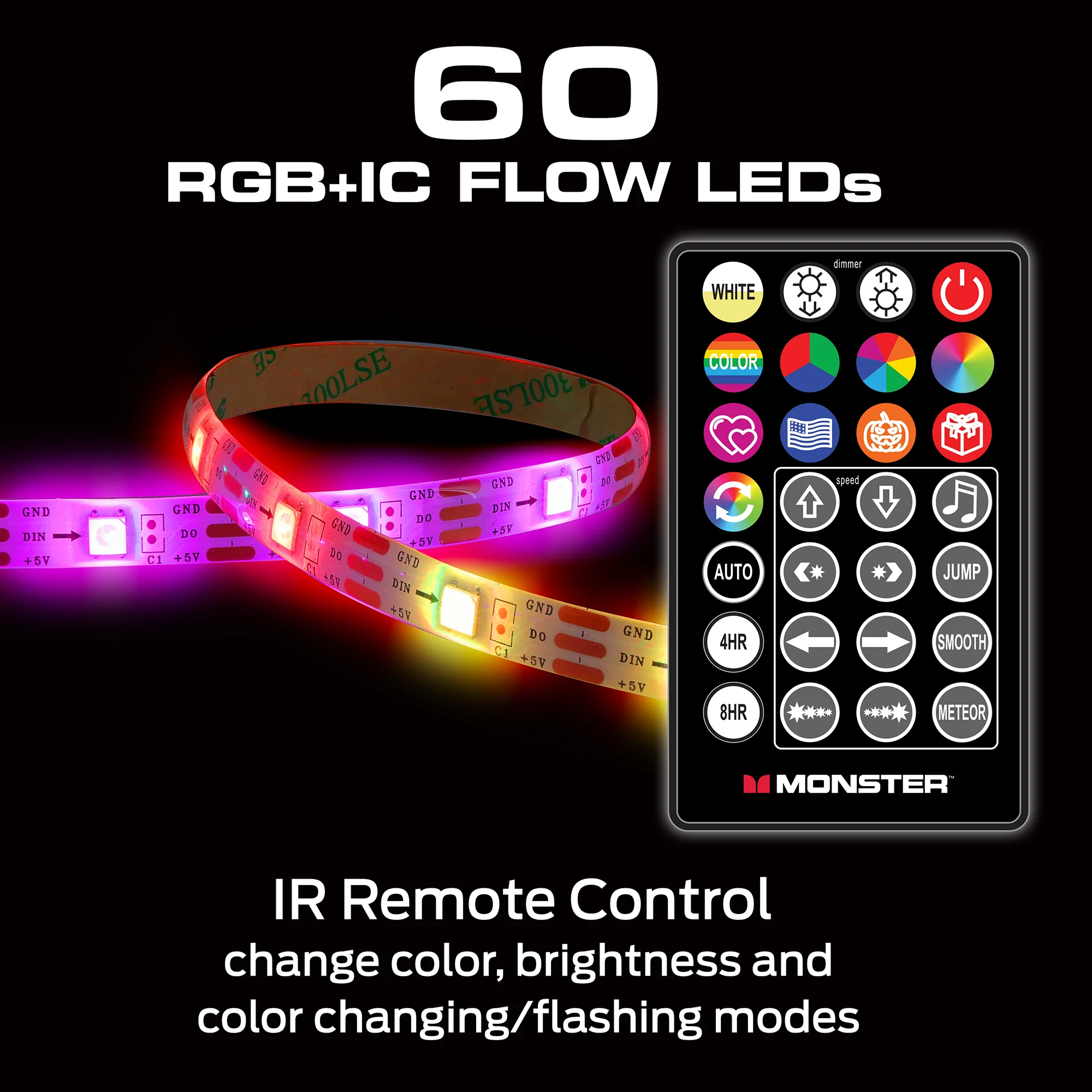 Sound Reactive RGBW Indoor LED Light Strip, Remote Controlled - Image 5