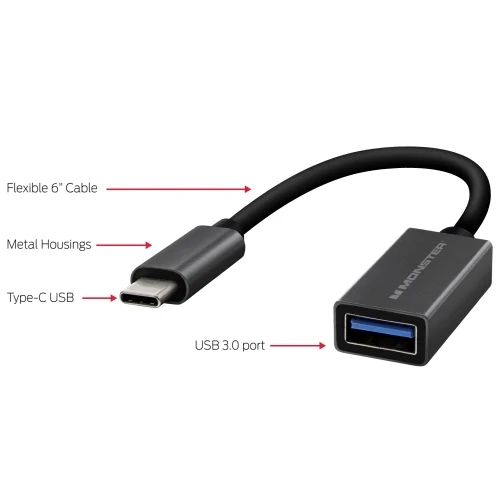 6" Flexible Type-C USB To USB-A 3.0 Adapter - Image 3