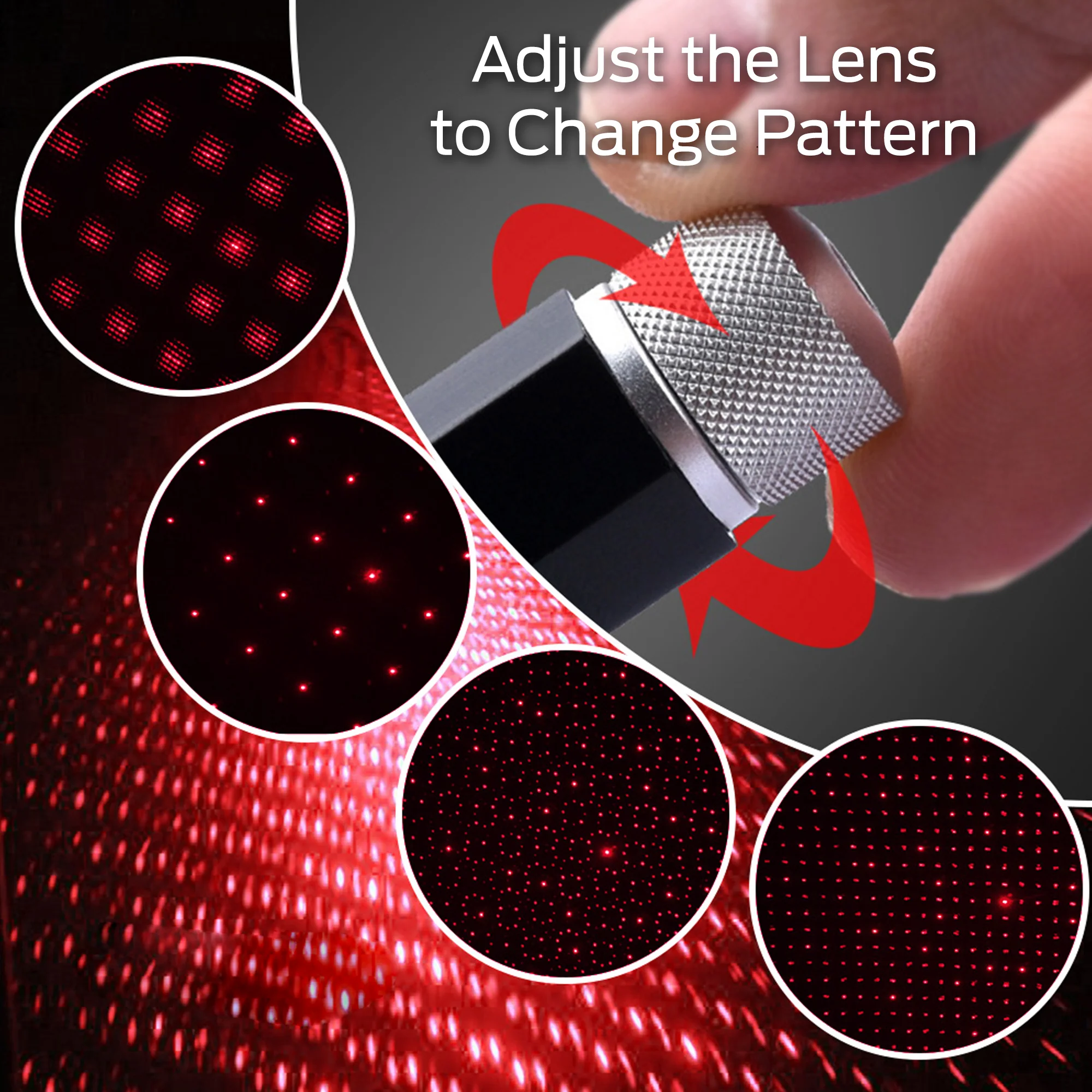 8" Red Starry Night LED Laser Light: USB-Powered Laser Accent - Image 5